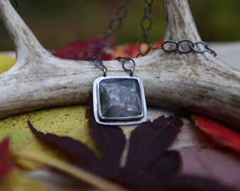 Green Moss Agate Silver Necklace