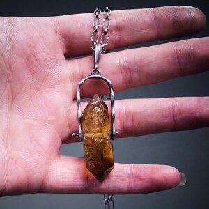 Spinning Citrine / Smokey Quartz Silver Pendant