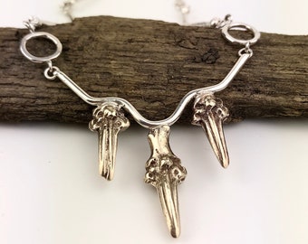 Silver & Vintage Cutlery Necklace, Silver Bones, bone and claw jewellery, gothic jewelry, contemporary jewellery, handmade silver neck wear