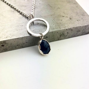 Sterling silver sapphire necklace, sapphire necklace, silver jewellery, gemstone jewelry, handmade jewellery, blue sapphire, silver pendant