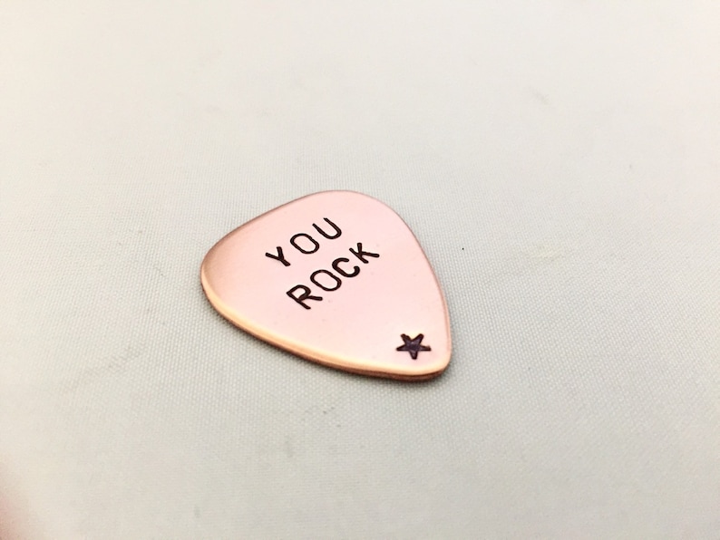 Personalised Guitar Pick, copper Stamped plectrum, Music, Gift for Him, Custom Guitar Pick, men's accessories, valentines gift, lovers gift image 4