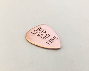 Personalised Guitar Pick, copper Stamped plectrum, Music, Gift for Him, Custom Guitar Pick, men's accessories, valentines gift, lovers gift