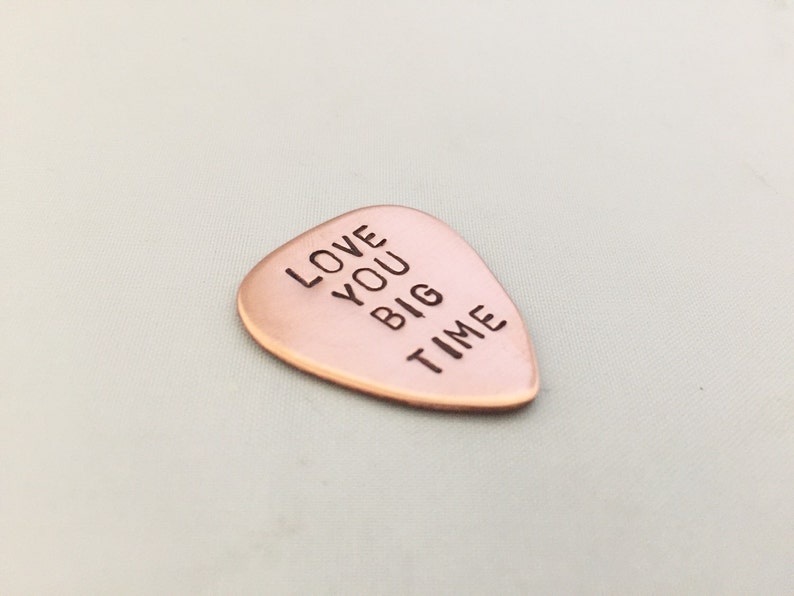 Personalised Guitar Pick, copper Stamped plectrum, Music, Gift for Him, Custom Guitar Pick, men's accessories, valentines gift, lovers gift image 1