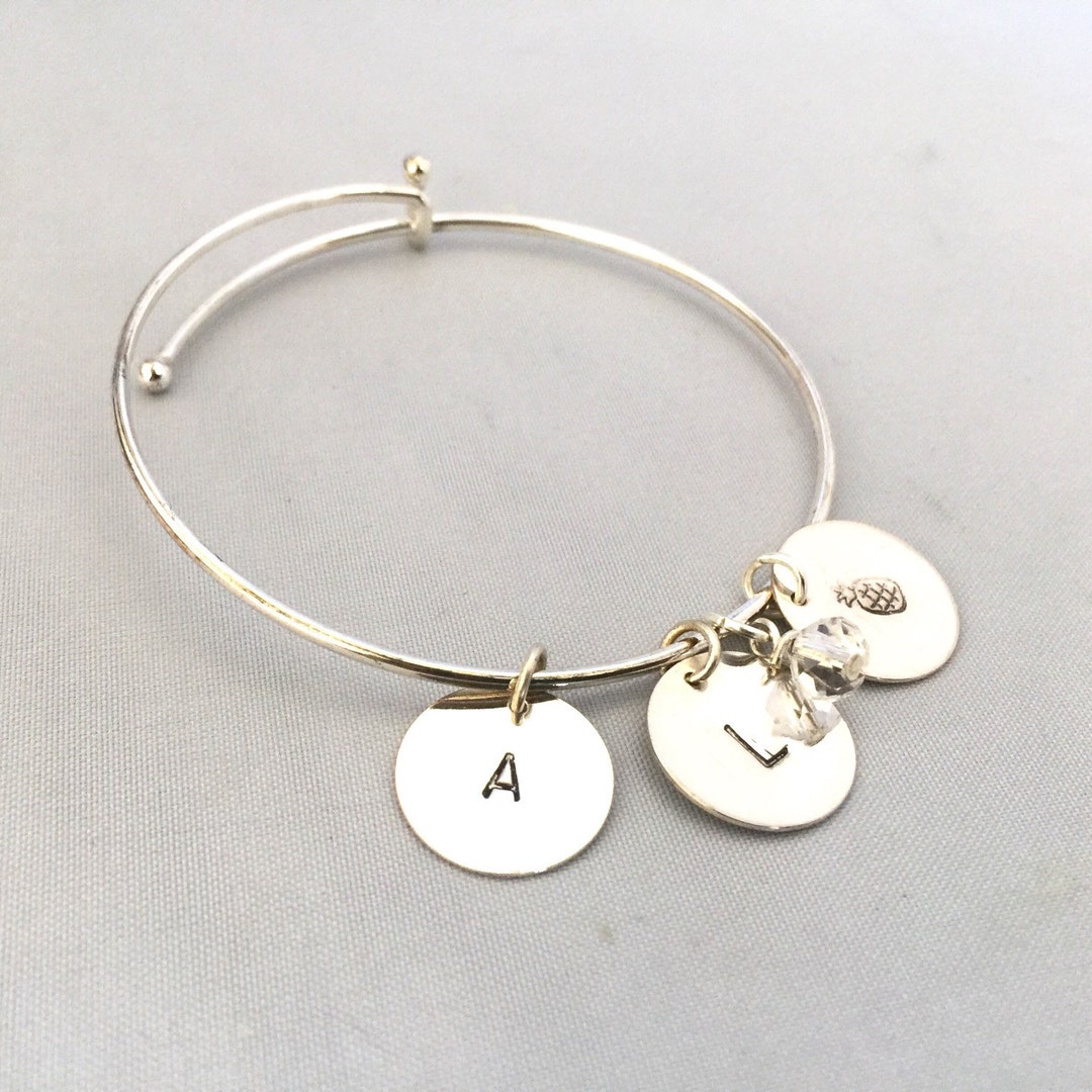 Personalised Initial Bracelet Adjustable Stamped Cuff - Etsy
