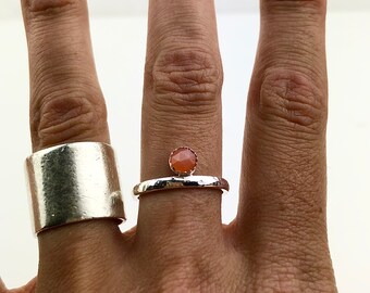 Hammered Sterling Silver and moonstone Ring