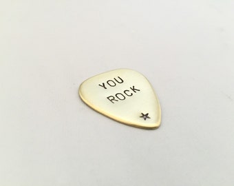 Personalised Guitar Plectrum, Stamped brass guitar pick, Music, Men, Gift for Him, stamped plectrum, Custom men's accessories, fathers day