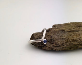 Sterling Silver and sapphire Wishbone Ring