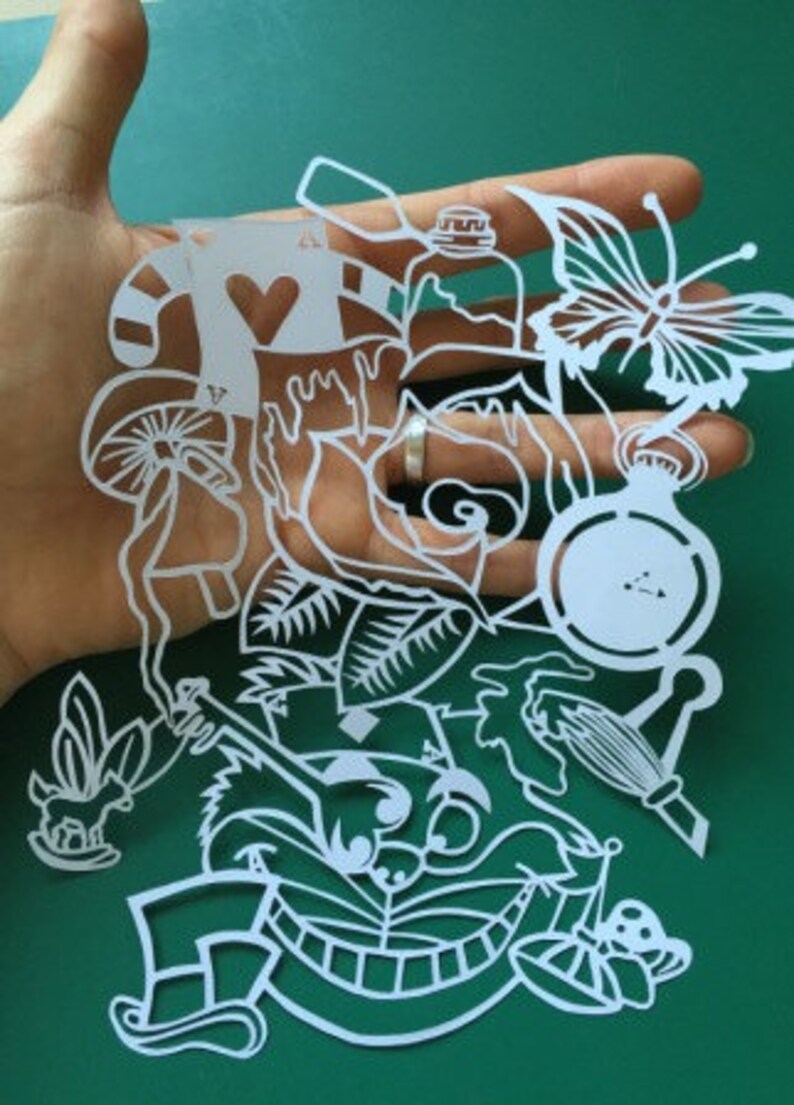 Alice in Wonderland Paper Cutting Template Diy Paper Art Etsy UK