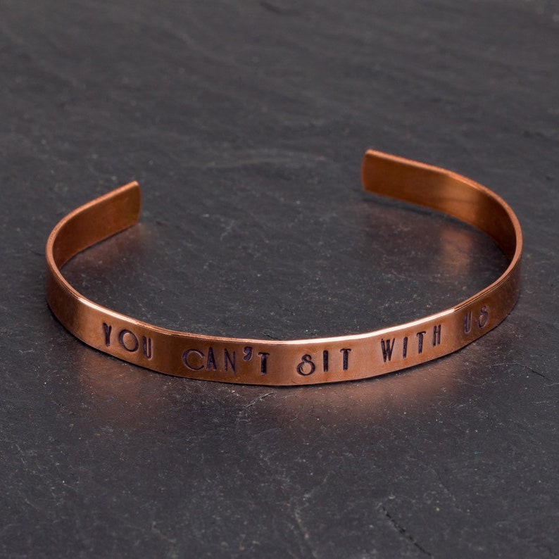 personalised copper cuff, handmade jewellery, personalized quote cuff, skinny cuff bracelet, customized jewelry, custom gift, gifts for her image 3