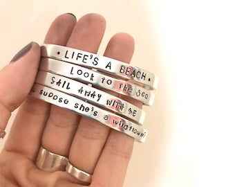 personalised aluminium cuff bracelet