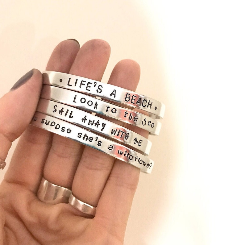 personalised aluminium cuff bracelet zdjęcie 1