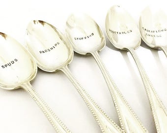 Personalised serving spoon, one customised spoon, personalized cutlery, custom gift, plated spoon, christmas dinner, xmas serving, tableware