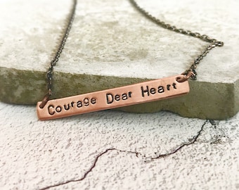 Personalised necklace, hand stamped jewellery, copper bar necklace, customised jewelry, name necklace, nameplate