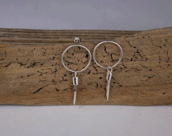 Vintage fork prong & Silver Hoop Earrings, fork earrings, sterling silver earrings, ear studs, vintage cutlery, handmade jewellery