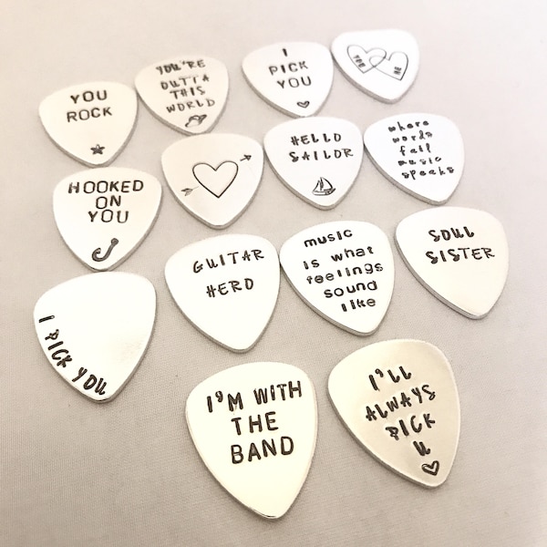 Personalized Stamped Guitar Pick: Nickel Silver Music Gift