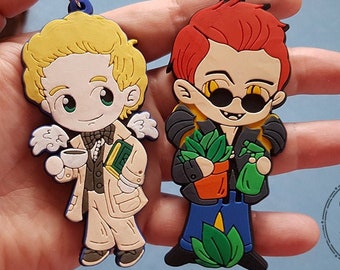 GOOD OMENS inspired soft Keychains and Bookmarks ! Aziraphale & Crowley