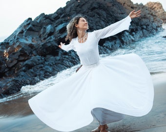 Whirling Skirt, White Sufi Skirt, Skirt for Whirling