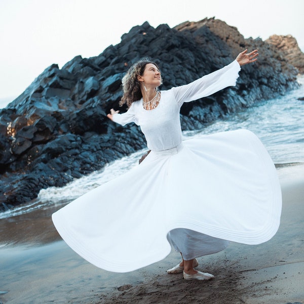 Whirling Skirt, White Sufi Skirt, Skirt for Whirling