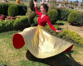 Golden skirt, Two colours Sufi Skirt, Skirt for Whirling