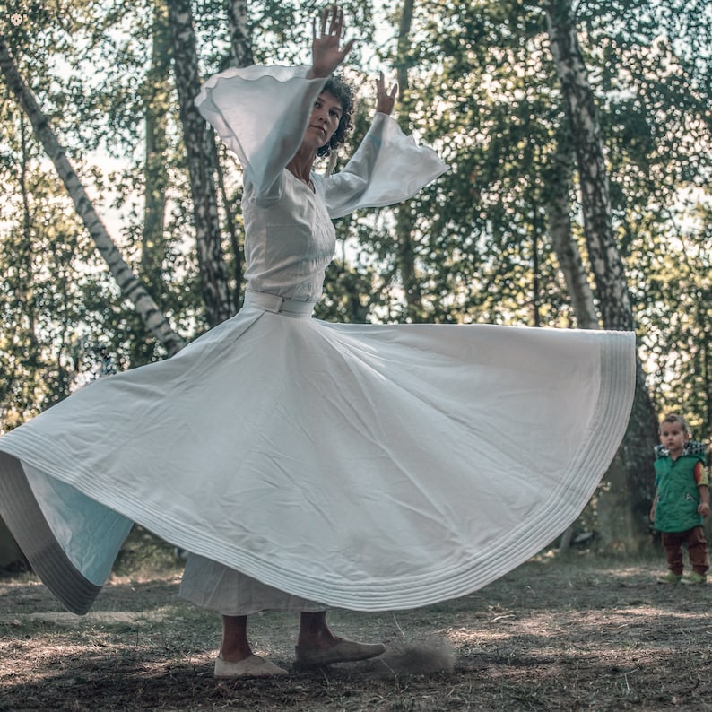 Whirling Skirt, White Sufi Skirt, Skirt for Whirling image 8