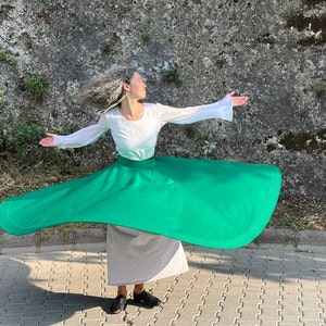 Green Whirling Skirt, Sufi Skirt, Skirt for Whirling