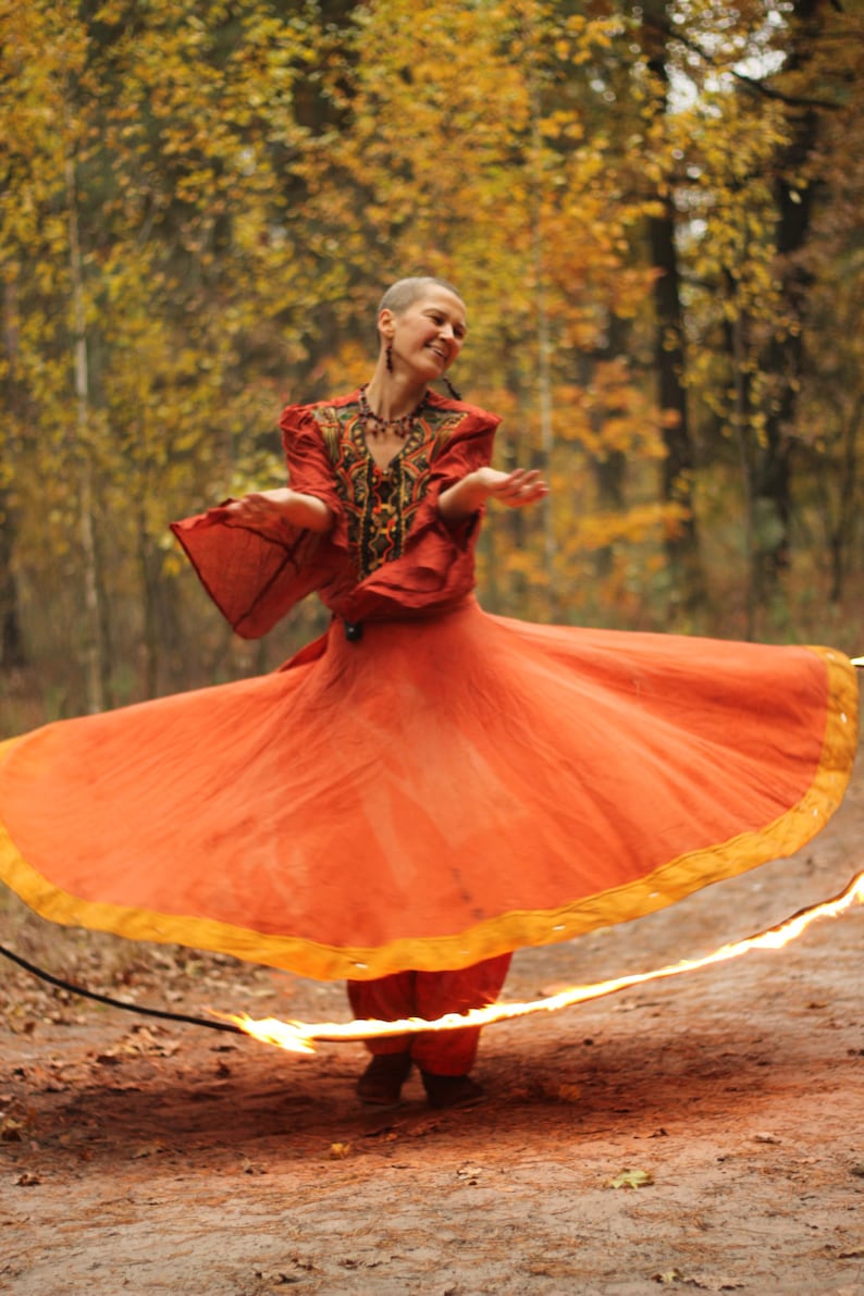 Whirling Fire Skirt With Ceramic Cord Etsy