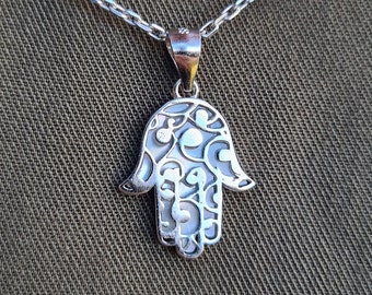 Fatima Pedant from Turkey, Hand of Fatima Pendant from pure 925 Sterling Silver