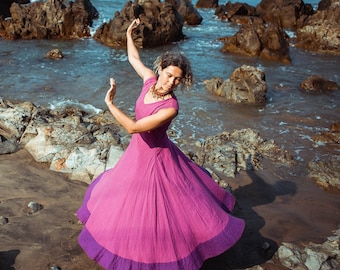 Purple maxi dress, purple whirling dress