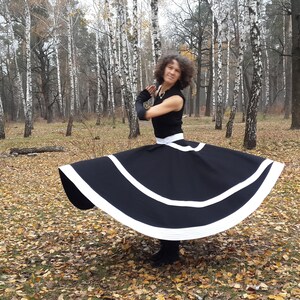 Whirling Skirt, Black and White  Sufi Skirt,  Skirt for Whirling, Spiral Skirt