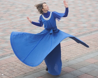 Whirling Skirt, Blue Sufi Skirt, Blue Skirt for Whirling
