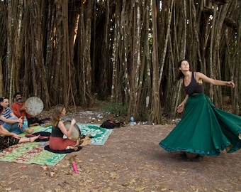 Green Whirling Skirt, Sufi Skirt, Skirt for Whirling