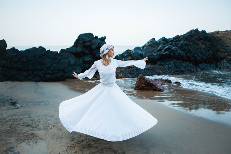 Whirling Skirt, White Sufi Skirt, Skirt for Whirling image 3