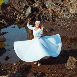 Whirling Skirt, White Sufi Skirt, Skirt for Whirling image 4