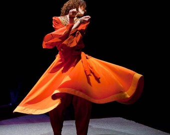 Whirling Skirt, Orange Sufi Skirt, Skirt for Whirling