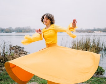 Whirling Skirt, Yellow Sufi Skirt, Skirt for Whirling