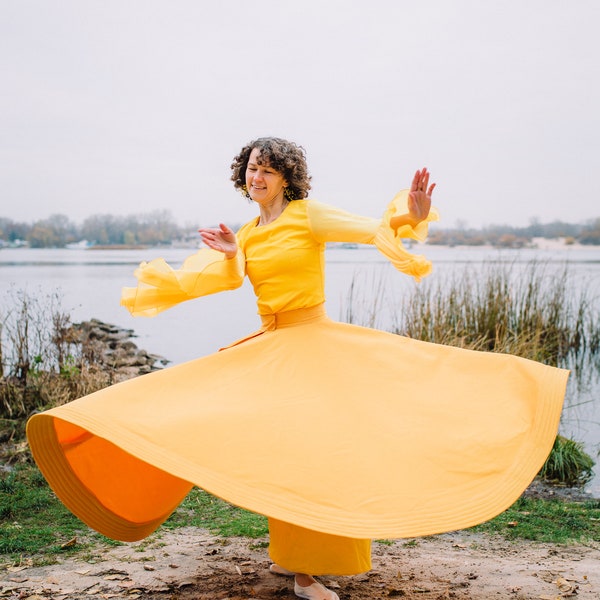 Whirling Skirt, Yellow Sufi Skirt, Skirt for Whirling