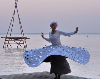 Sufi whirling skirt with mirrors