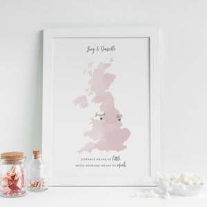 Moving Away Gift, Long Distance Friendship Gift, Going Away Gift, Moving Home, Long Distance Relationship, Friend, Personalised Map Print