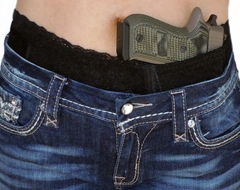 Hidden Heat Lace - Black Lace Waistband Conceal Carry Gun Holster for Women
