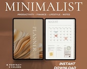 Minimalist Planner 2026 + Undated Portrait Digital Planner Hyperlinked for iPad, Goodnotes, Notability, Xodo, PDF Download Aesthetic Planner