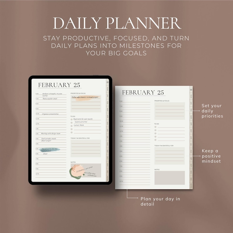 Minimalist Planner 2026 + Undated Portrait Digital Planner Hyperlinked ...