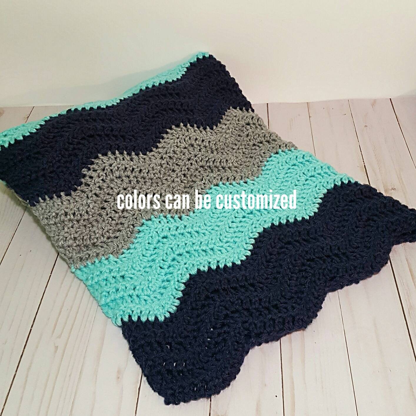 Handmade Blanket/crochet Baby Blanket/chevron Blanket/navy Etsy Canada