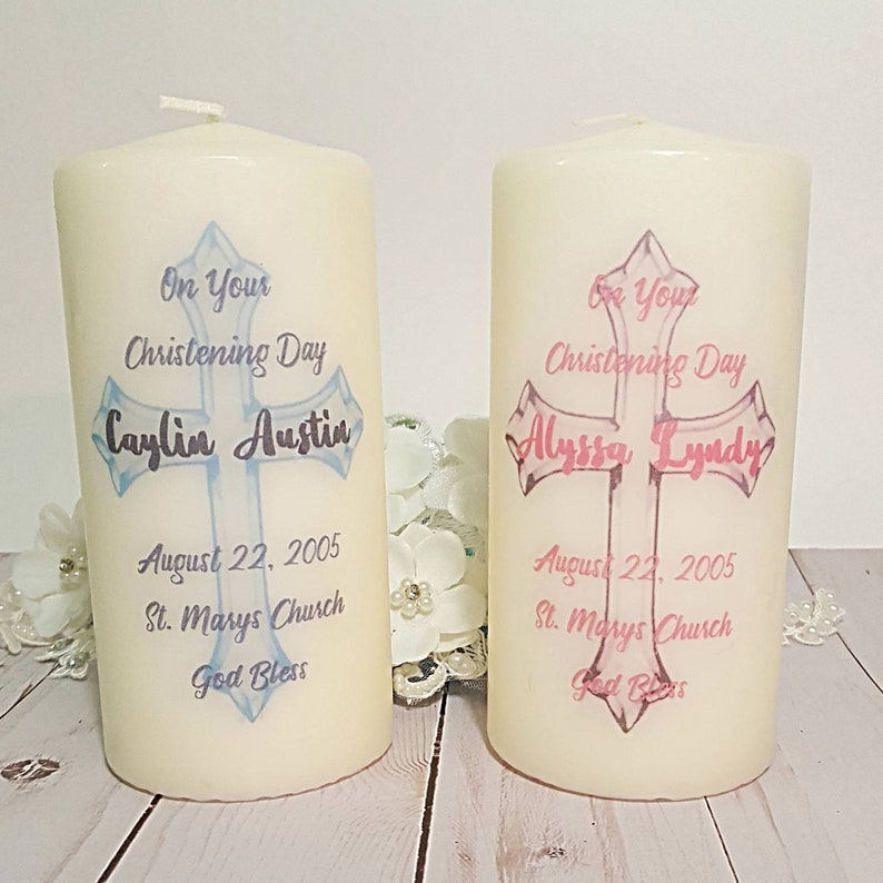 Christening Candle Baptism Candle Pillar Candle Keepsake Etsy