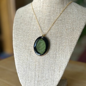 Resin Leaf Necklace, Dried floral Jewelry, Pressed Leaf Pendant, Pressed Leaf Resin, Gold Chain, Black Resin Pendant, Real Leaf Pendant