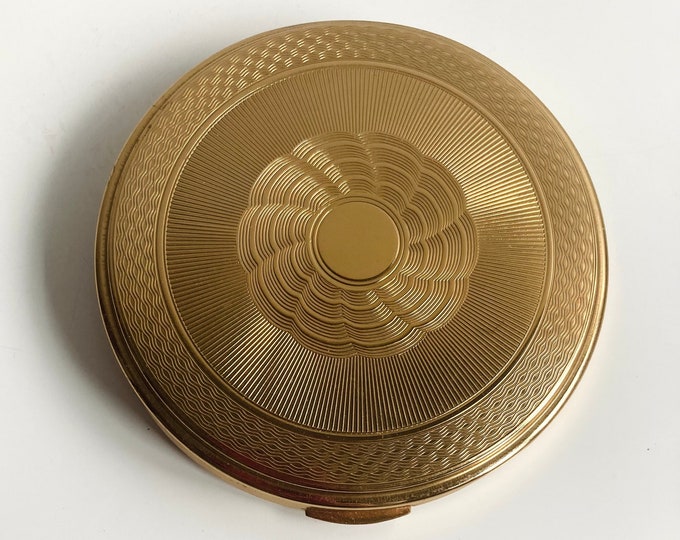 Vintage Powder Compact Mirror Made by Kigu With Etched Geometric Engine ...