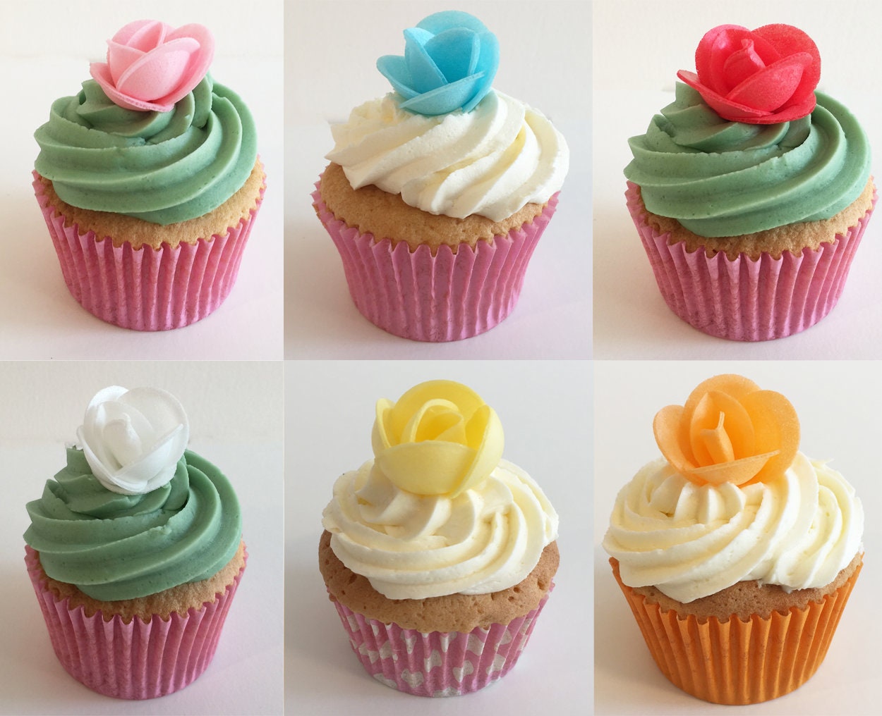 12 Edible Wafer Flowers Beautiful Mixed Colour Roses Etsy