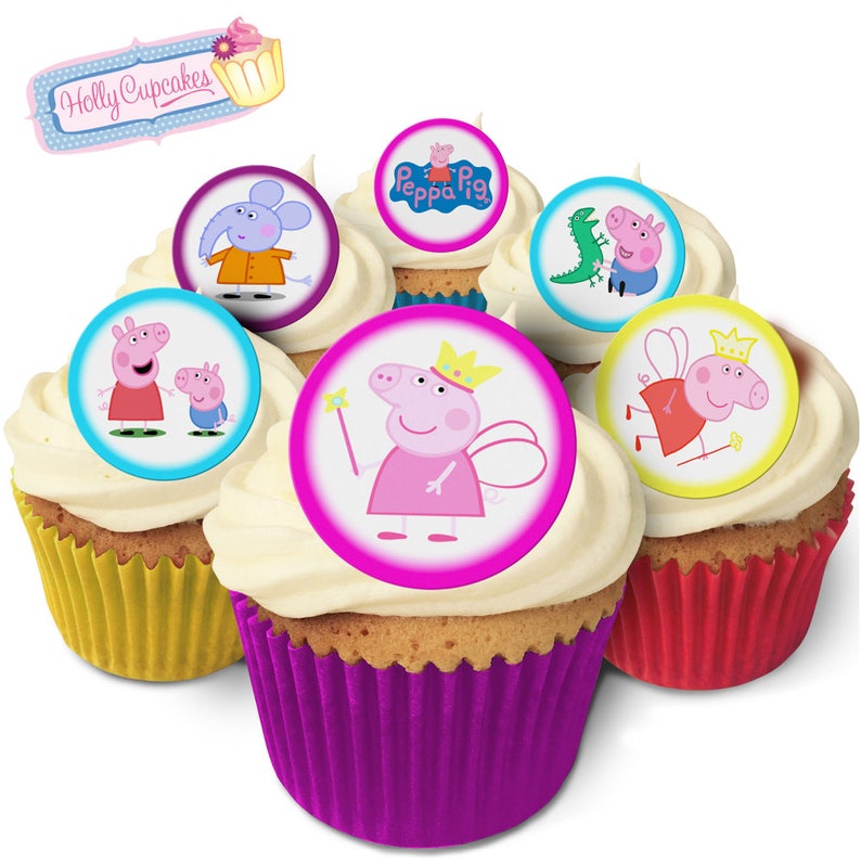 Peppa Pig 24 Pre Cut Edible Round Wafer Cake Toppers Etsy
