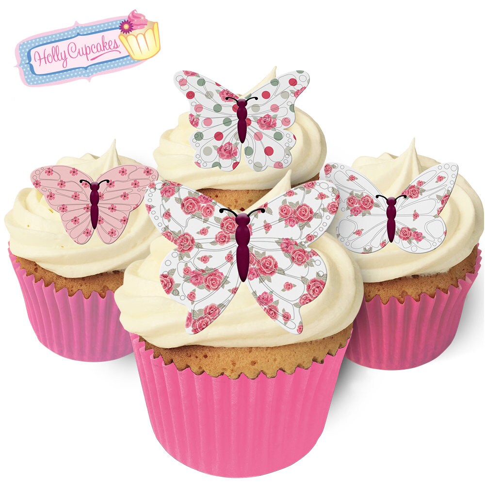 24 Gorgeous Edible Rose Shabby Chic Design Wafer Etsy