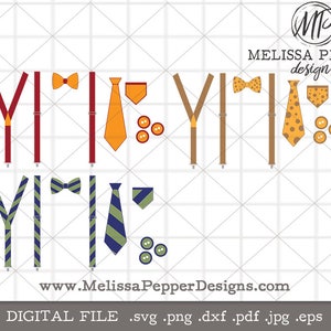 Thanksgiving Suspenders Tie SVG, Fall Baby Suspenders design, Baby bow tie png eps, cute baby boy svg, brown orange suspenders, cricut svg