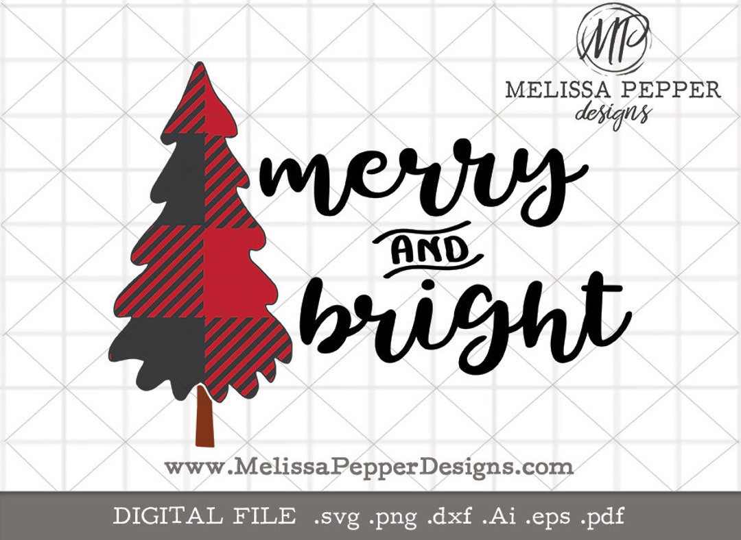 Christmas Svg, Merry and Bright SVG, Silhouette Design, Cricut Cut File ...